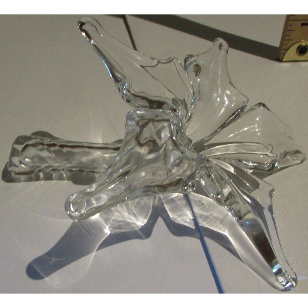 ART GLASS LILY FLOWER FLORAL VASE CLEAR GLASS CRYSTAL? BEAUTIFUL